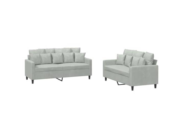 GHVBNMF 2-tlg Sofagarnitur mit Kissen Hellgrau Samt Couch Set Elegante Polstermöbel für das Wohnzimmer: Bequeme Couches mit weichem Samtbezug, dicker Polsterung und inklusiven Kissen.