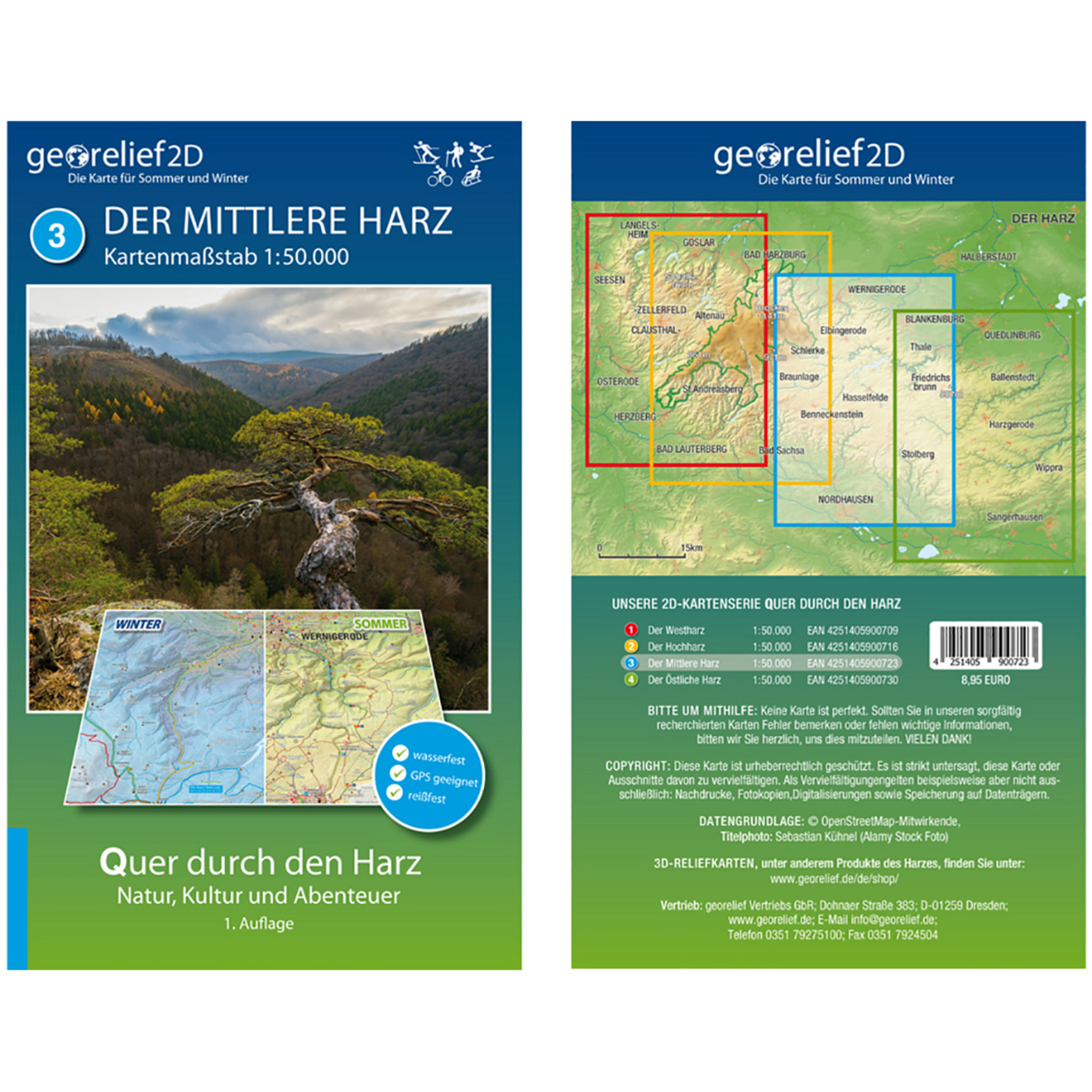 Georelief Der Mittlere Harz Wanderkarte Topografische Karten