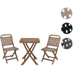 Garten-Set HWC-P70, Sitzgruppe Balkon-Set Garnitur 2x Stuhl Tisch, Seilgeflecht Akazie Holz klappbar ~ natur, creme