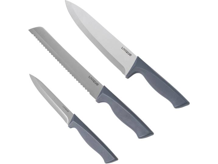 Messerset 3-teilig schwarz / silber - Material: Edelstahl/Polypropylen - Messer-Set