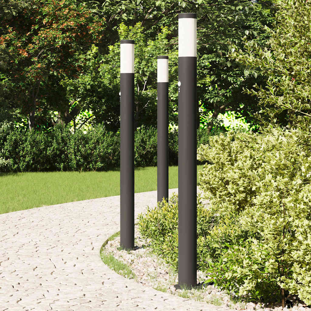 vidaXL Bornes lumineuses avec détecteur lot de 3 110 cm acier inoxydable IP44