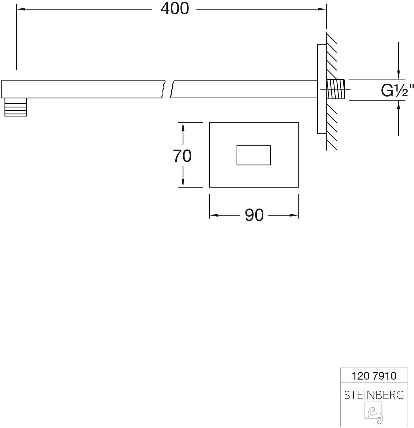 Steinberg Serie 120 Brausearm für Wandmontage mit verstärkter Wandhalterung