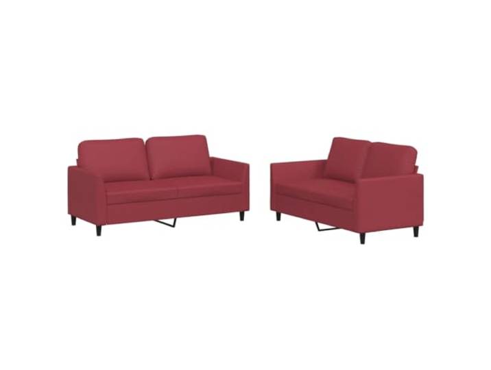 Coespram 2-tlg. Sofagarnitur mit Kissen Weinrot Kunstleder Couch Elegante Sitzgruppe fürs Wohnzimmer: Pflegeleichte Bezüge und dicke Schaumstoffpolster bieten hohen Komfort zum Entspannen.