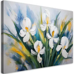 WANDBILD bemalte weiße iris blumen