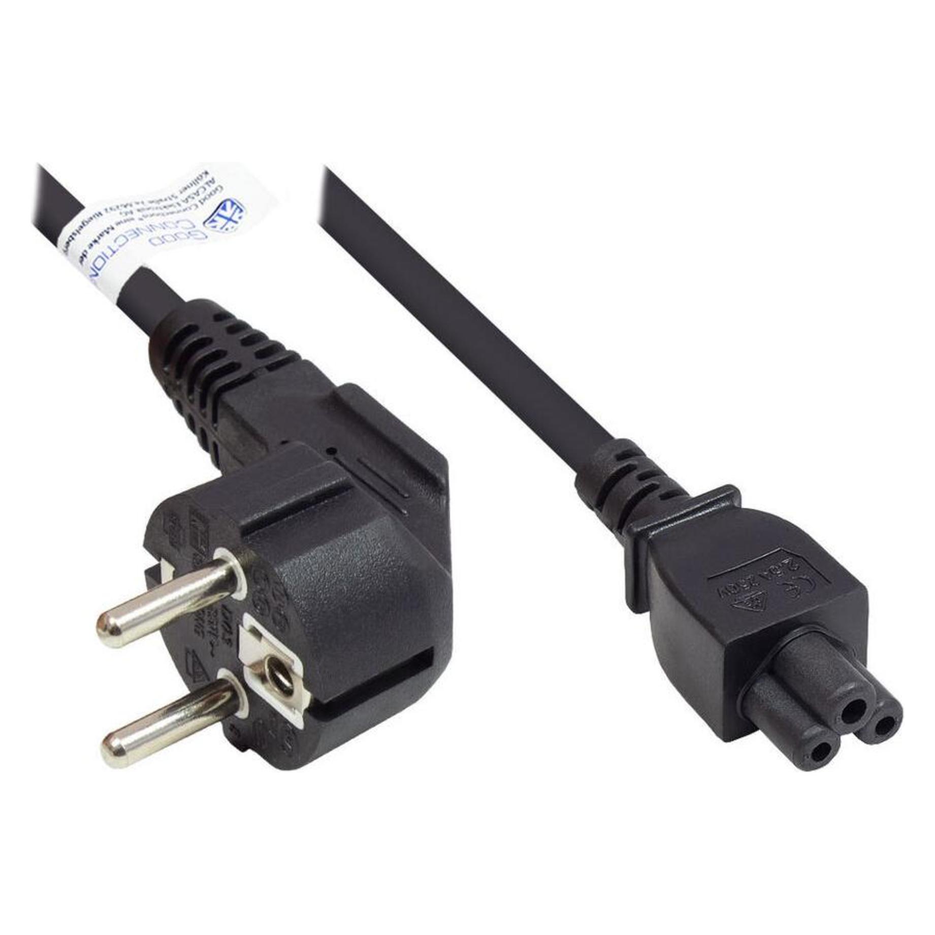 Good Connections Netzkabel Schutzkontakt-Stecker Typ E+F (CEE 7/7, gewinkelt) an C5 (gerade) für Notebook, schwarz, 0 (1.80 m, CEE 7/7) (P0105-S018)