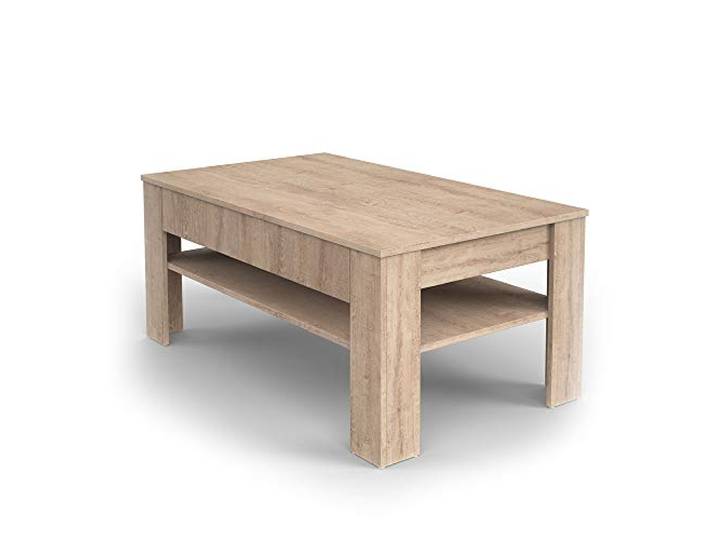 Vicco Couchtisch Milan, Sonoma, 92.2 x 65 cm mit Ablagefach zur Aufbewahrung von Zeitschriften und Fernbedienungen