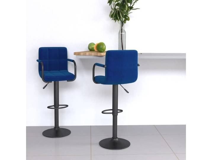 BEAU Lot de 2 Tabourets de bar - chaises de comptoir - Bleu tissu 48x47x90 cm mode119956