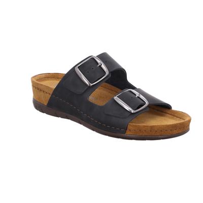 Pantolette ROHDE "Rodigo-40", Damen, Gr. 42, Textil, schwarz, Nubukleder, Schuhe Pantolette, Hausschuh, Sandale, Komfortschuh mit Keilabsatz