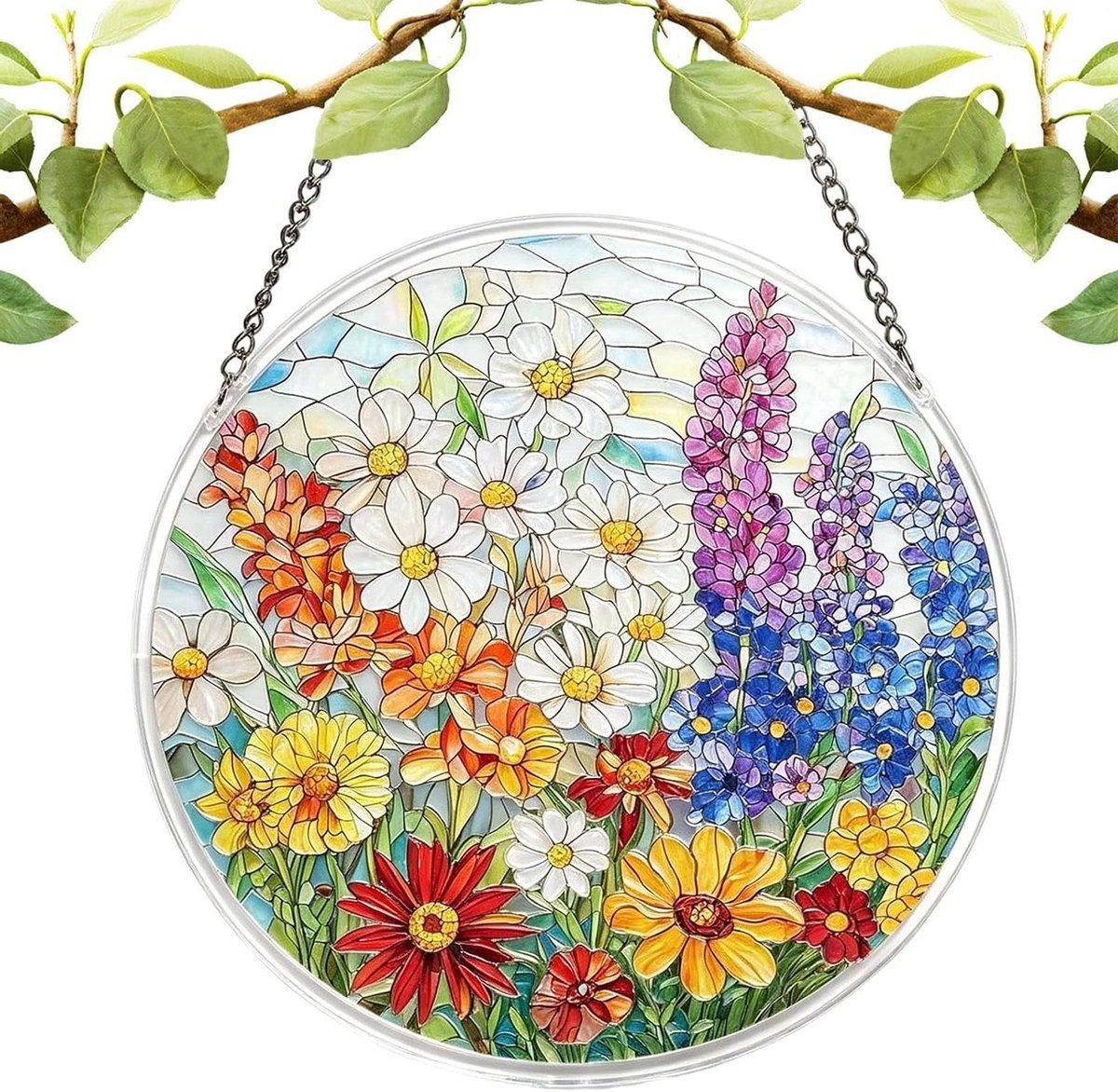 Kleurrijke Raam Zonnevanger Puzzel Ornament voor Binnen en Buiten - Acryl - 19 x 19 cm