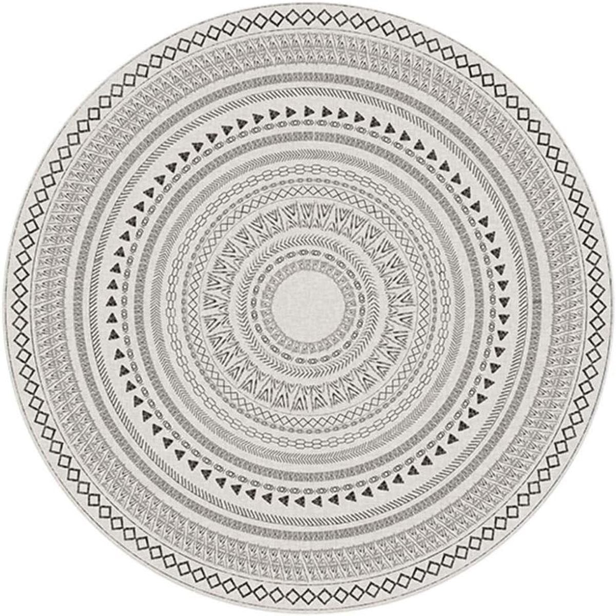 Rond Vloerkleed Bohemian Stijl Grijs - 140 cm