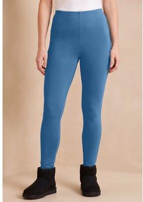 Plus Size Women's Plus Size Essential Stretch Ankle Length Pull-On Legging by Roaman's in Dusty Indigo (Size 5X) Activewear Workout Yoga Pants