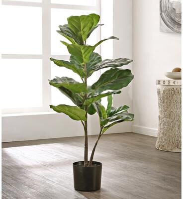 "SAFAVIEH Ficus Lyrata 35.8-Inch Faux Plant, Farmhouse Home Decor - 16.1"" W x 15.8"" L x 35.8"" H"