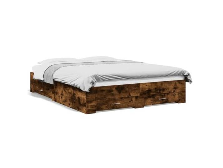 KKgypkn Bettgestell mit Schubladen Räuchereiche 160x200cm Holzwerkstoff, stabiles Lattenrost aus Sperrholz, praktischer Stauraum für Ordnung im Schlafzimmer