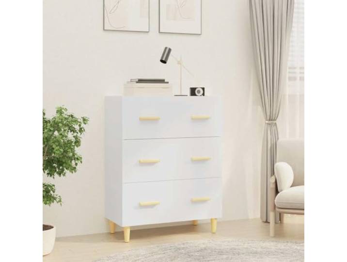 HEFZGDB Klassisches Sideboard mit Aufbewahrungsfunktion: Stabiles Sideboard für Wohnzimmer oder Flur aus Holzwerkstoff, Weißes mit DREI Schubladen und Dekorationsfläche