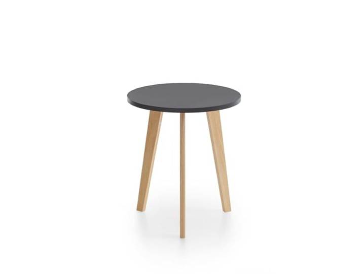 xonox.home – Runder Couchtisch 50x46x50 cm in Schwarz und Pinienholz – Wohnzimmertisch mit 3 Massivholzfüßen und schwarzer MDF Tischplatte – Skandinavisch, elegant, geradlinig & stabil