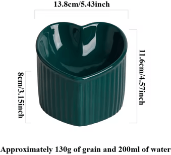 Inspire Curations ComfortTilt Elevated Ceramic Cat Bowl With Stand love Dark Green
