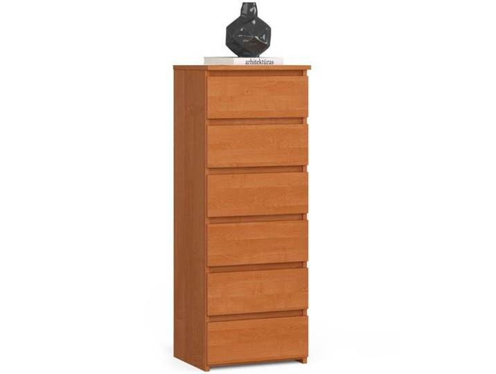 Commode haute à 6 tiroirs - Dimensions 40x35x109 - Commode de chambre - Meuble d'appoint aspect bois - Aulne