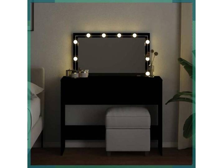 Coiffeuse - 848207 - Noir - Avec LED - 2 tiroirs