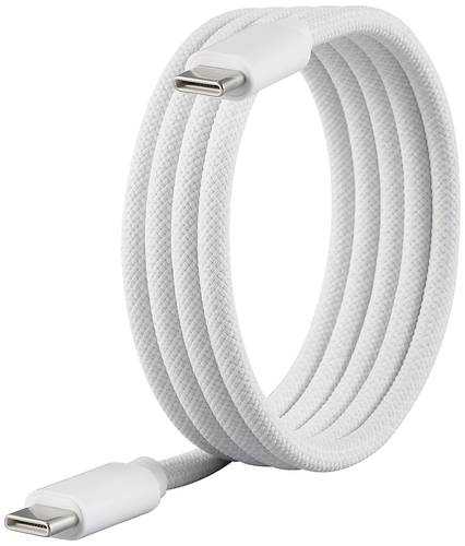 Renkforce USB-Kabel USB 2.0 USB-C Stecker, USB-C Stecker 1.00m Weiß mit magnetischer Aufwicklung, Stoff-Ummantelung RF-6437918