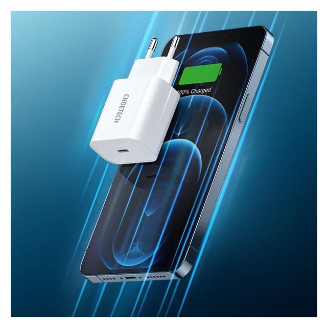 Choetech 20W Typ C Wandladegerät WeiÃ EU Q5004 EU (20 W, 1 Port) (Q5004)