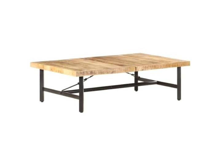 HEFZGDB Massivholz Couchtisch Mango 142x90x42 cm mit Eisenbeinen Klassischer Wohnzimmertisch Stabiles Design Handgefertigt Unikat