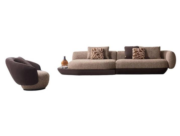 Xlmoebel Polstergarnitur Elegantes Braunes Sofa-Set mit Stilvollen Design-Sesseln, (Sofa-Set, 2-tlg., Sofa-Set mit Sessel), Made in Europa