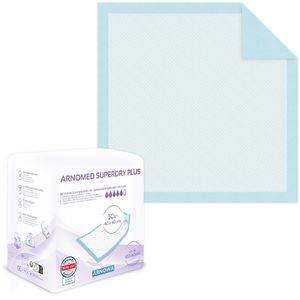 Arnomed Inkontinenzunterlagen Superdry Plus Einweg, 60x60cm, Aufnahme ca. 740ml, wasserfest, 30 Stück