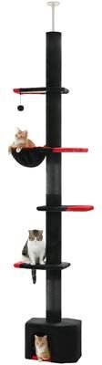 Uplift Treasures Adjustable Floor To Ceiling Cat Tree Tower With Hammock black