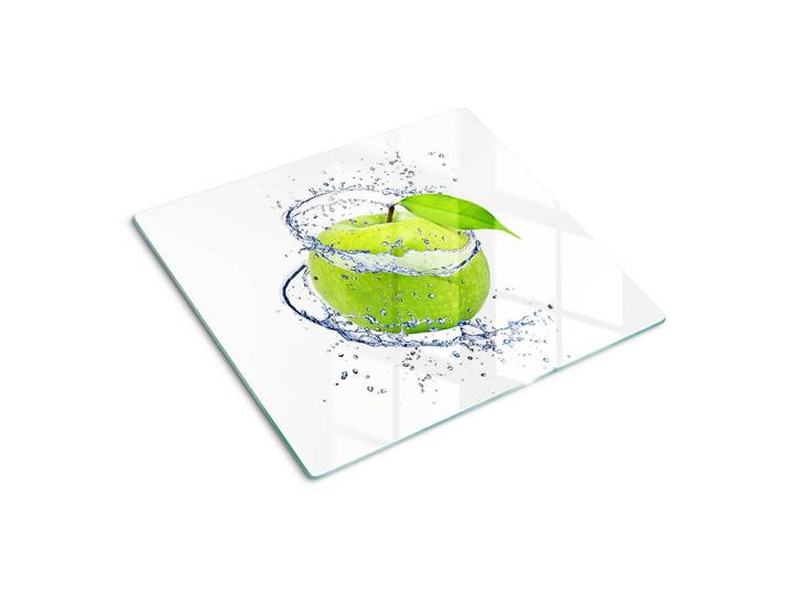 Tulup Glasplatte 60x52 cm Grüner Apfel, Glas, 60x0.4x52 cm, Küchen, Küchenelektrogeräte, Herde, Herdabdeckplatten
