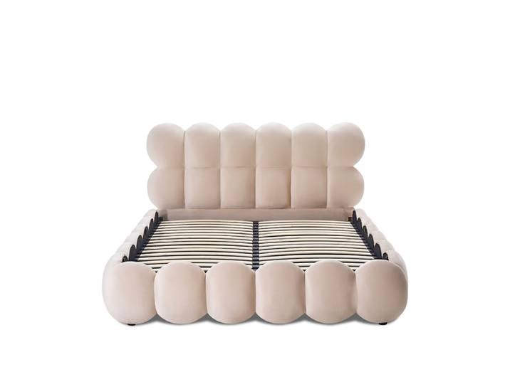 Lit coffre velours beige 160x200