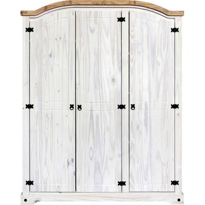 Kleiderschrank MÖBILIA, weiß (weiß, honig), B:150cm H:188cm T:56cm, Massivholz, Schränke, Kleiderschrank, Ziergriffe und Scharniere aus Metall