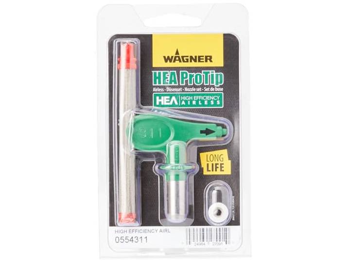 WAGNER ProTip HEA - spuittip 311, airless spuittip voor grondverven, lakken, muur verven, latex verven, beitsen, < 55% minder spuitnevel, groen