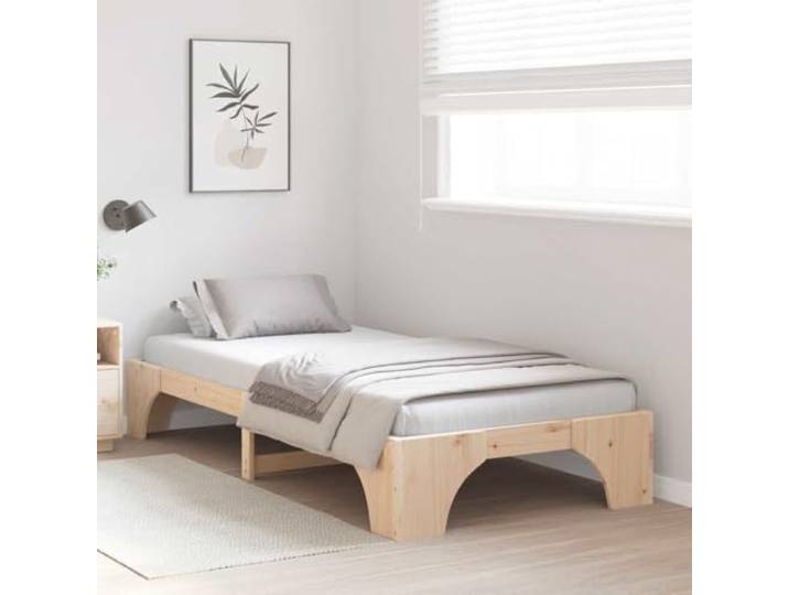 KTHLBRH Bettgestell Kiefer massiv 80 x 200 cm natur Feste Latten, Rückseite bearbeitet, einfache Montage, einfache Wartung