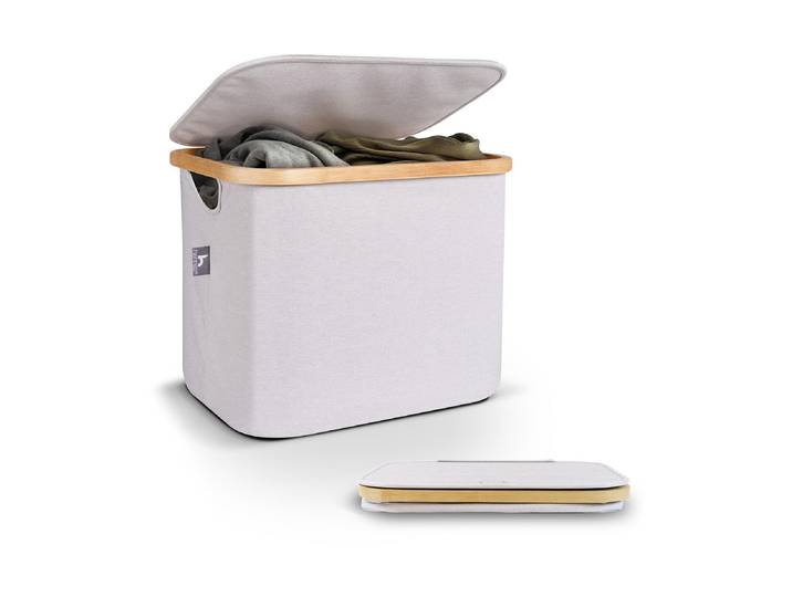 Wäschekorb Hennez Adrian 40 l , grau (grau, nature), 40 l, Wäschesammler, Wäschekorb