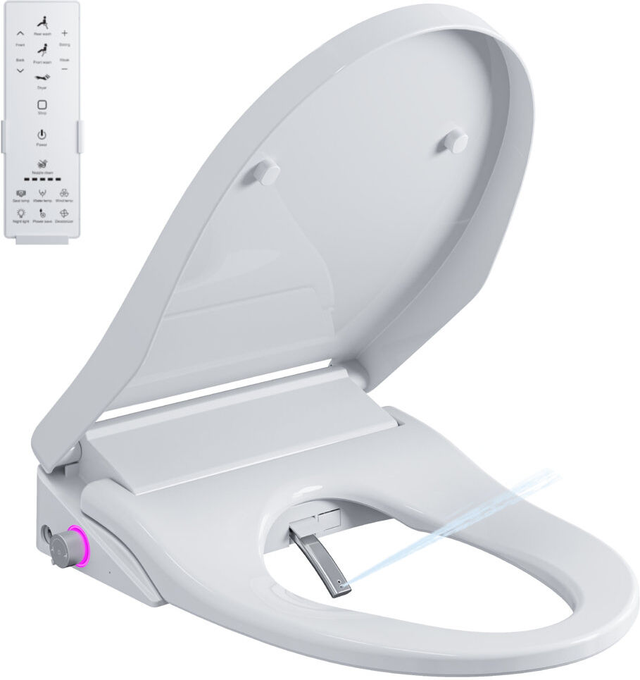 HOROW Smart Bidet Mandeville - Instant Warm Water - Silver-Ion Nozzle - Powerful Deodorization - Heated Seat & Warm Air Dryer - Dual Control (Remote & Knob) White 380cm W X 113cm D