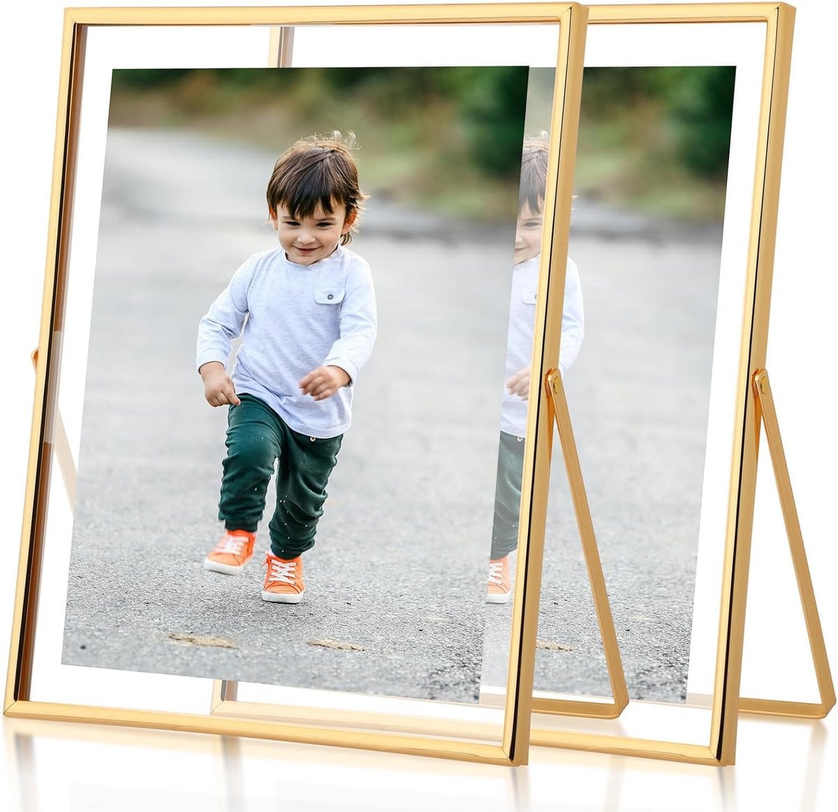 Zwevende Fotolijst Set van 2 met Gehard Glas voor Tafeldisplay