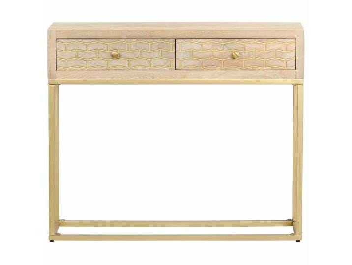 Buffet de rangement - Table console doré 90x30x75 cm bois solide de manguier - Assemblage requis（9443）