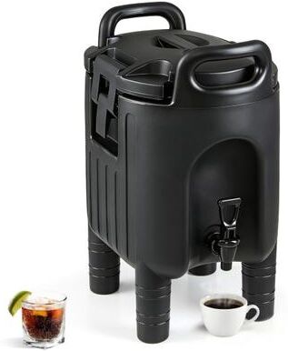 Costway 2.6 Gal Insulated Beverage Dispenser with Handles and Two-Stage Faucet-Black