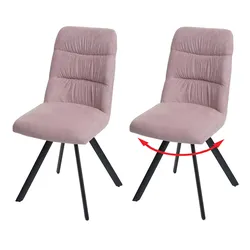 2er-Set Esszimmerstuhl MCW-J69, Küchenstuhl Stuhl, drehbar Auto-Position, Samt ~ rosa