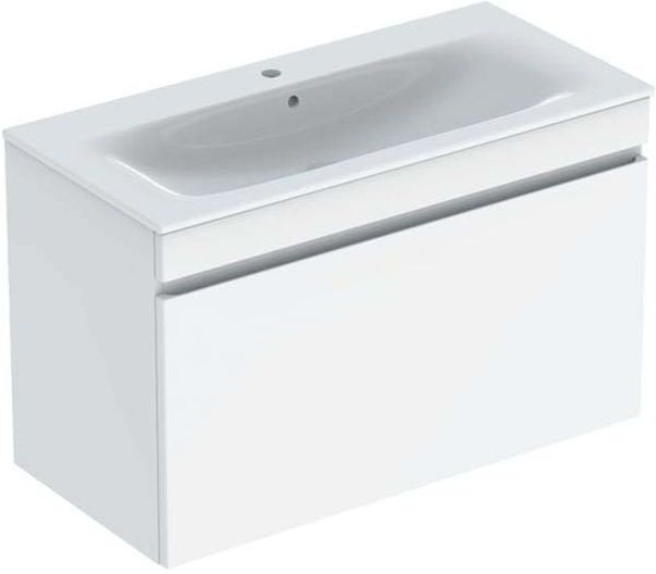 Geberit Renova Plan Möbel-Waschtisch-Set 501917018 100x62,2x48cm, Korpus/Front weiß hochglänzend, Waschtisch weiß/KeraTect