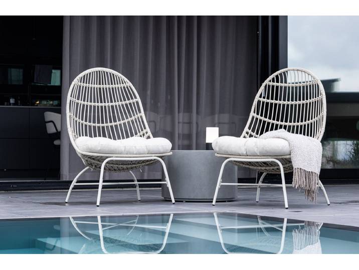 Garten- Loungesessel Anne - Aus Polyester und Stahl in Beige - Beige - Luxusbetten24