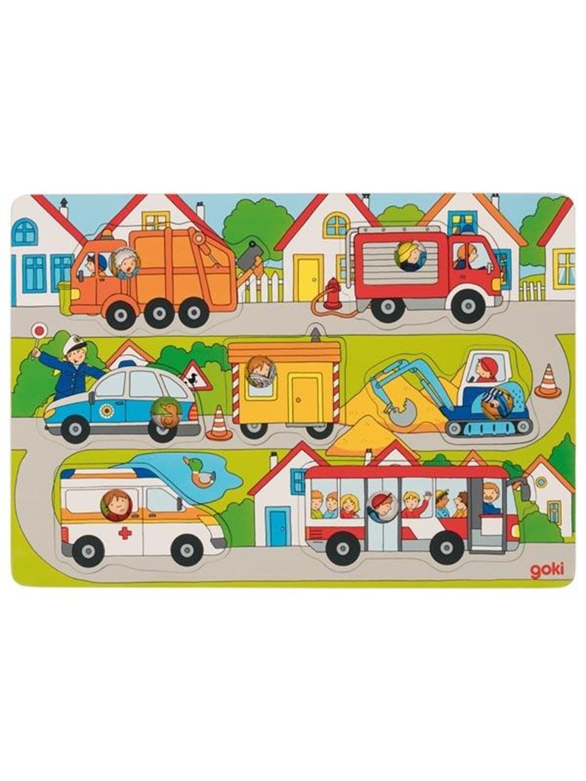 Goki Wooden Background Shape Puzzle in the Streets 7 pcs. Holz