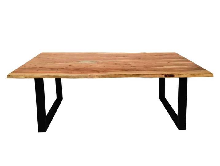 MiaMöbel Esstisch 'Vanaja' 120x80cm, Akazie/Antikschwarz Massivholz, Metall Akazie Modern Indien Indisch