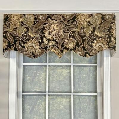 R L Fisher Inc Westbury Shaped Regal Valance 50 x 17, 50 x 17, Black