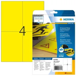 HERMA Signal-Schilder strapazierfähig A4 105x148 mm gelb stark haftend Folie matt wetterfest 100 St.