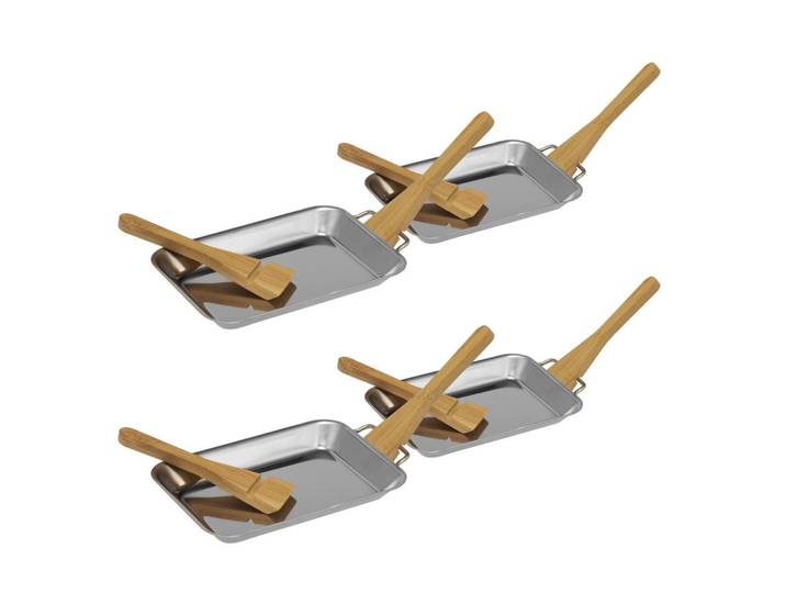 bremermann Grillpfanne 4er-Set, Edelstahl, Edelstahlfarben, Metall, 13x2.5x19.5 cm, Grills, Grillzubehör