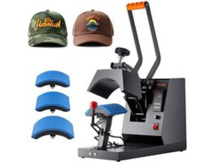 VEVOR 4 en 1 Presse à Chaud pour Chapeaux 21,5x10 cm 4 Patins Chauffantes Machine de Sublimation Revêtement en Téflon Presse pour l'Impression de Casquettes Transférer Images sur Bérets Bobs Bonnets
