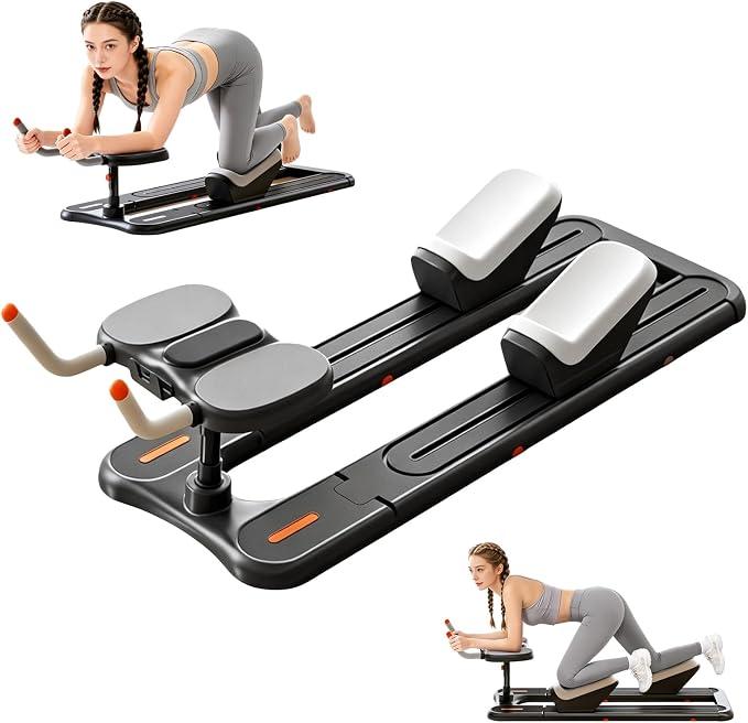 Wirbelsäulentrainer, 6-in-1 Spine Twist & Stretch Trainer Twister Sportgerät mit 3-Fach Höhenverstellbar LED-Timer Handyhalterung für Taillentrainer, Workout, Taillenstraffung, Rücken, Beindehnung