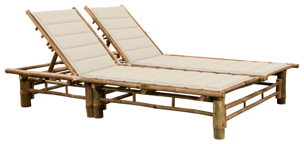 Sitzgruppe für 2 Personen - Gartenbank - Lounge-Bank - Bambus-Loungesessel - Gartenstuhl - Verstellbare Rückenlehnen