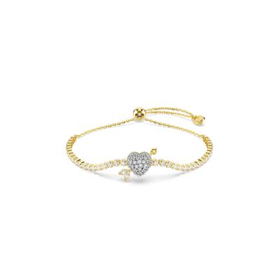 Armkette SWAROVSKI "Schmuck Geschenk Idyllia Armband", gold (gelbgoldfarben, metallfarben, kristallweiß, kristallweiß), Armbänder, Damen, Metallmix, Armkette, mit Swarovski Kristall, Zirkonia (synth.)